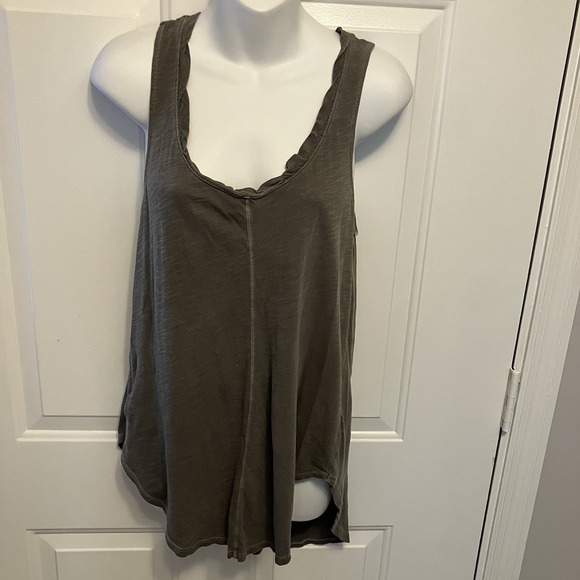 Anthropologie Tops - Anthropologie Pure + Good Sz Small Olive Green Boho Grunge Tank Top Shirt Womens